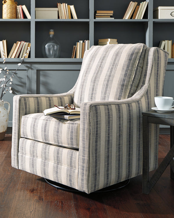 Kambria Ivory/Black Swivel Glider Accent Chair - A3000207