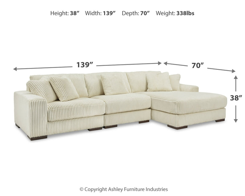 Lindyn 3-Piece Sectional with Ottoman in Ivory - PKG016104