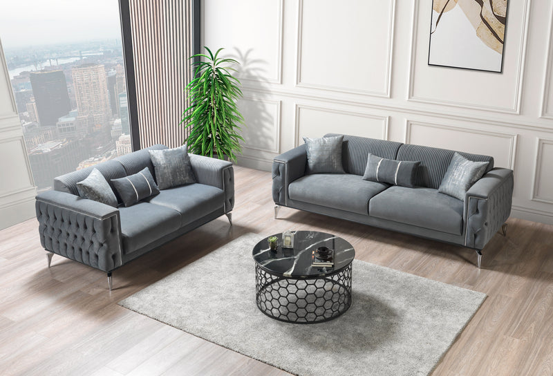 Belinda Gray Velvet Sofa 89" & Loveseat 69" [ETA: 1/15]