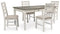 Skempton Dining Table and 4 Chairs in White/Light Brown - PKG008913