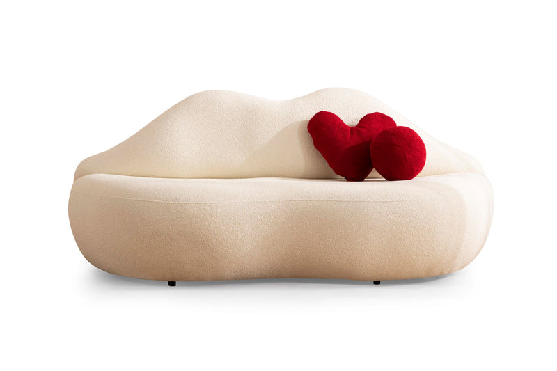 Lips Ivory Boucle Loveseat