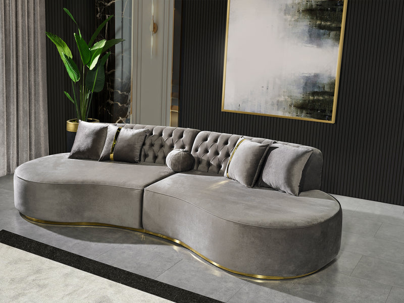 Ella Gray Velvet Curved 130" Sectional