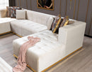 Elisha Ivory Velvet Double Chaise 140" Sectional