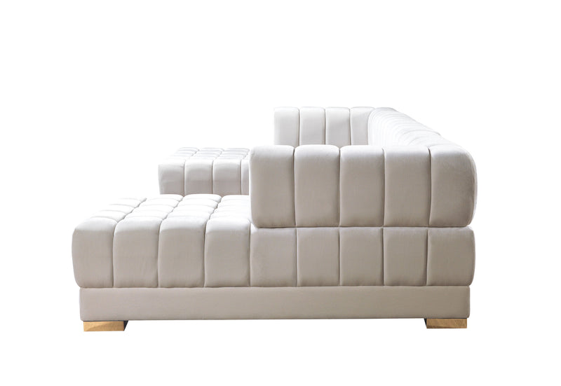 Ariana Ivory Velvet Double Chaise 138" Sectional