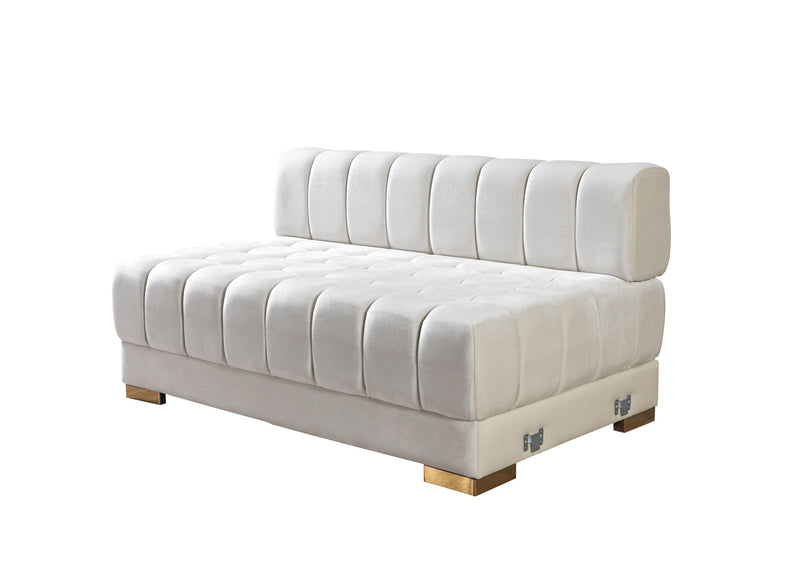 Ariana Ivory Velvet Double Chaise 138" Sectional