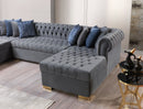 Lauren Gray Velvet Double Chaise 136" Sectional