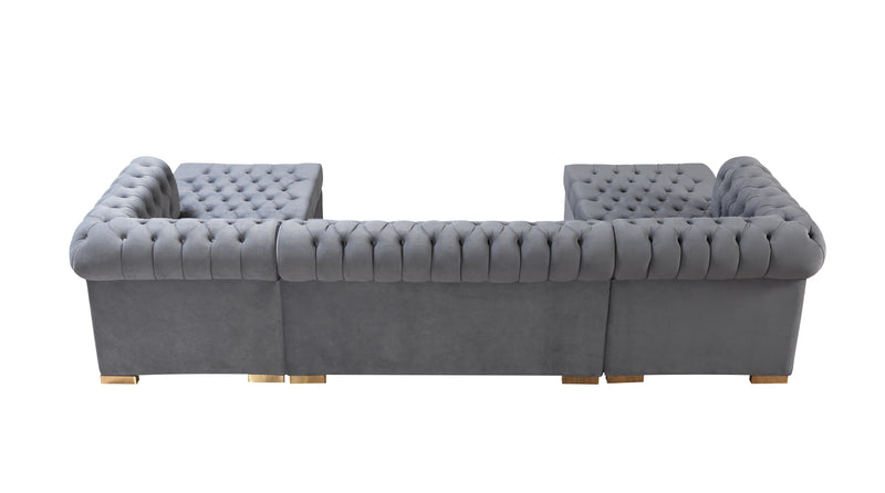 Lauren Gray Velvet Double Chaise 136" Sectional