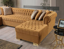 Lauren Mustard Velvet Double Chaise 136" Sectional