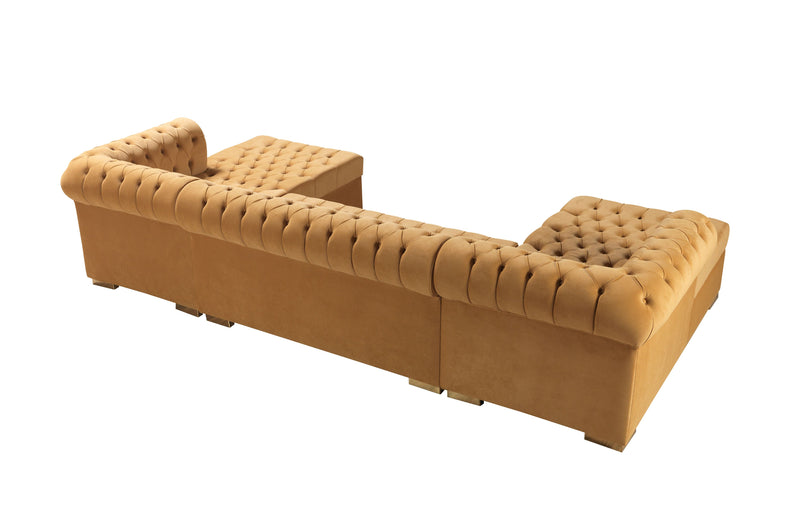 Lauren Mustard Velvet Double Chaise 136" Sectional