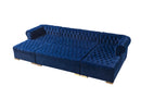 Lauren Navy Velvet Double Chaise 136" Sectional