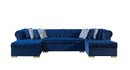 Lauren Navy Velvet Double Chaise 136" Sectional