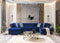 Lauren Navy Velvet Double Chaise 136" Sectional