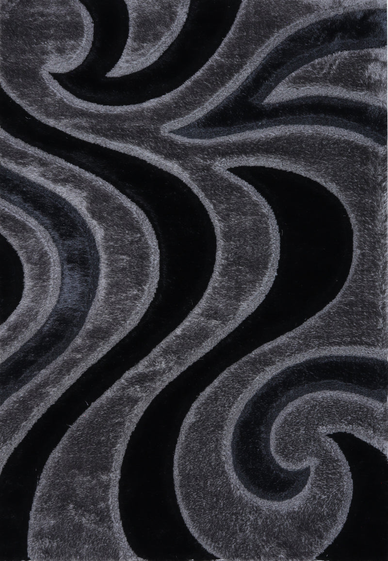 3D Shaggy GRAY-BLACK Area Rug - 3D444