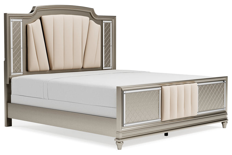 Chevanna Platinum King Upholstered Panel Bed - SET | B744-56 | B744-58 | B744-97 - Nova Furniture