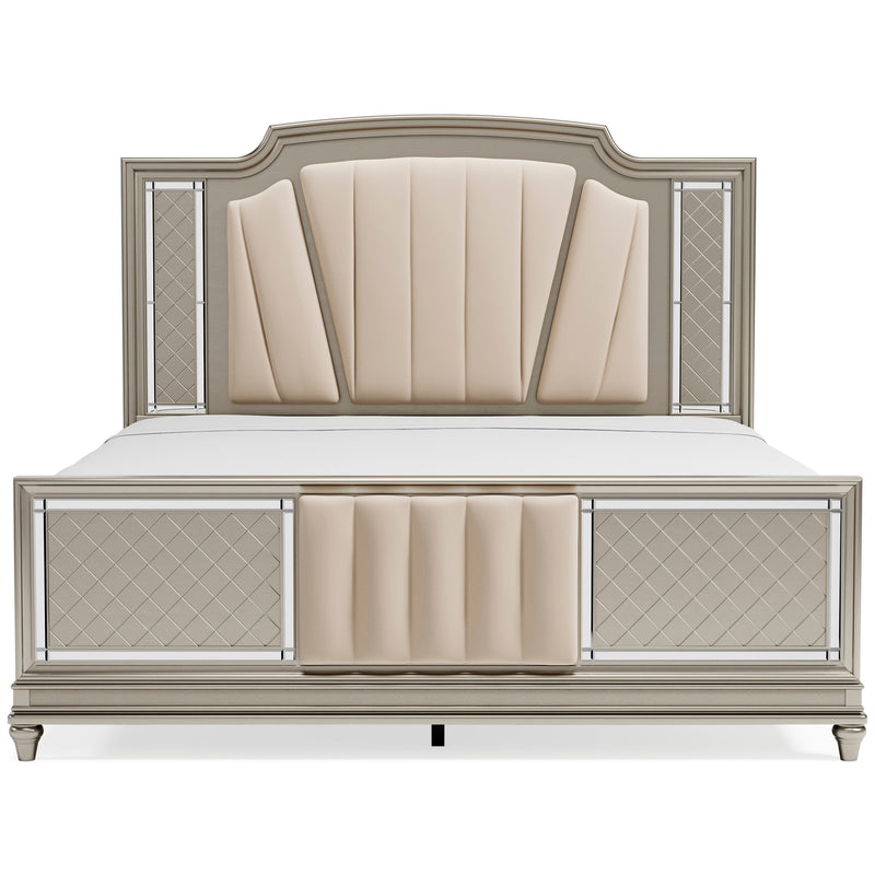 Chevanna Platinum LED Upholstered Panel Bedroom Set - SET | B744-56 | B744-58 | B744-97 | B744-92 | B744-46 - Nova Furniture