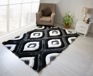 3D Shaggy GRAY-BLACK Area Rug - 3D151