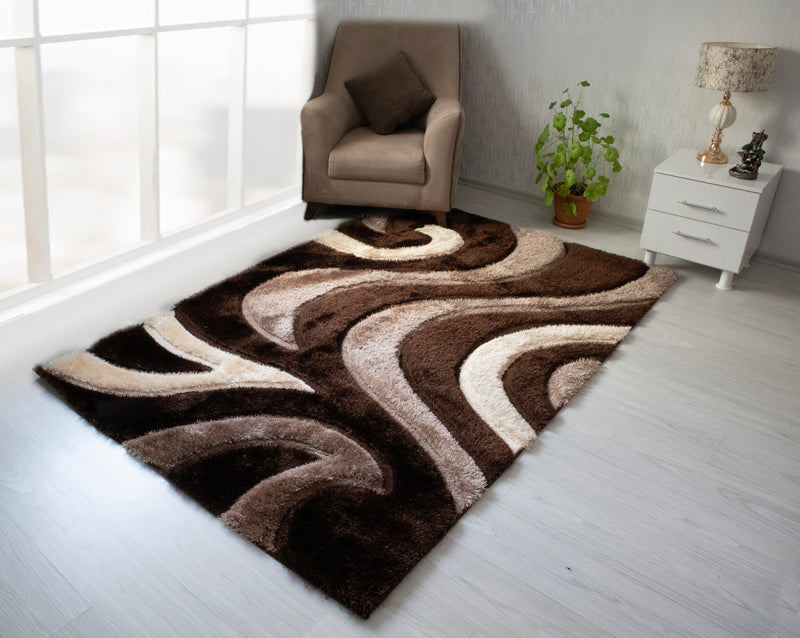 3D Shaggy BROWN Area Rug - 3D444