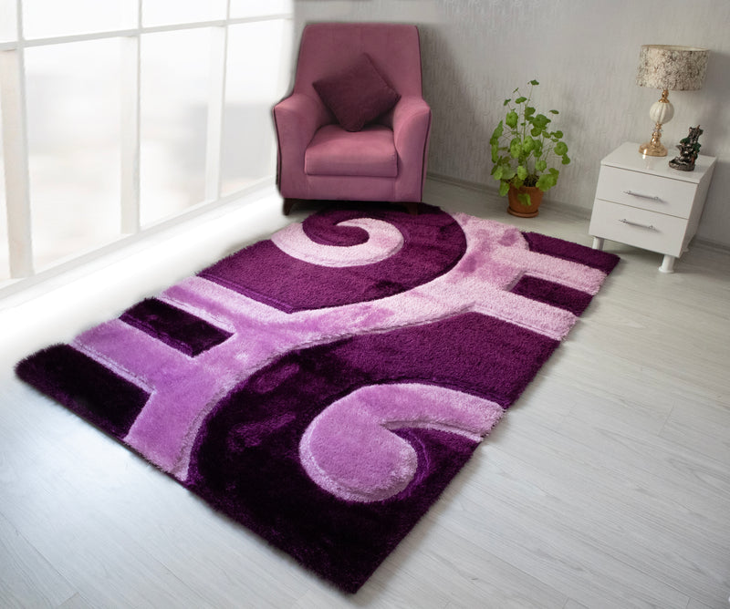 3D Shaggy PURPLE Area Rug - 3D666