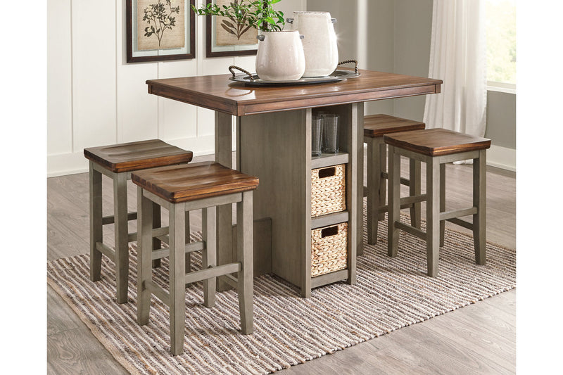 Lettner Gray/Brown 5-Piece Counter Height Set - D733-223 - Nova Furniture