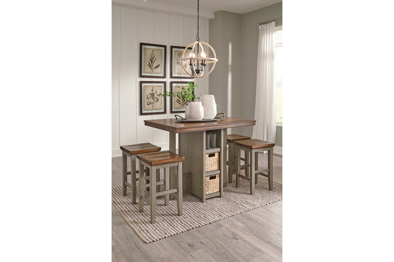 Lettner Gray/Brown 5-Piece Counter Height Set - D733-223 - Nova Furniture