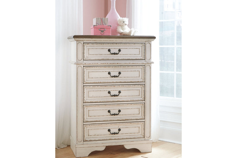 Realyn Chipped White Chest of Drawers - B743-45 - Nova Furniture