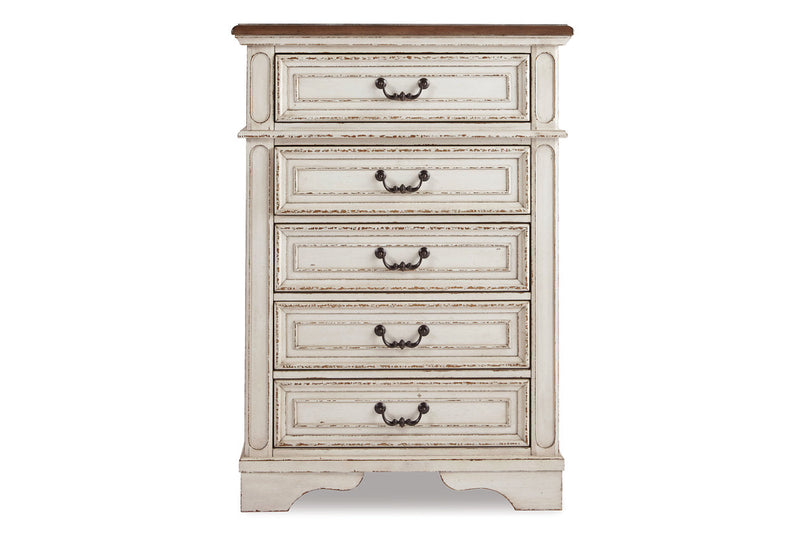 Realyn Chipped White Chest of Drawers - B743-45 - Nova Furniture