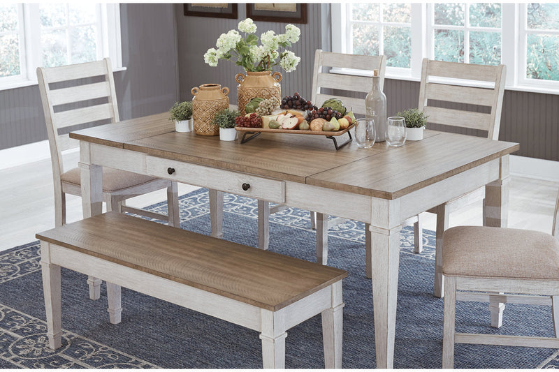 Skempton White/Light Brown Dining Table - D394-25 - Nova Furniture