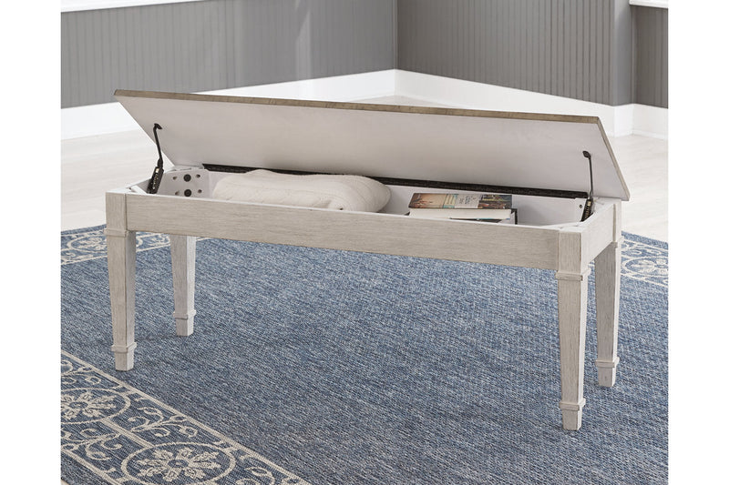 Skempton White/Light Brown Storage Bench - D394-00 - Nova Furniture